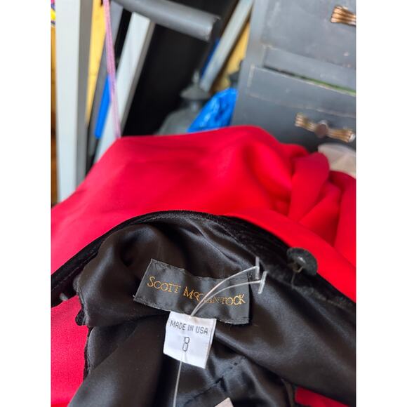 Vintage Scott McClintock Red and Black Velvet Dress Size 8 - Picture 5 of 5